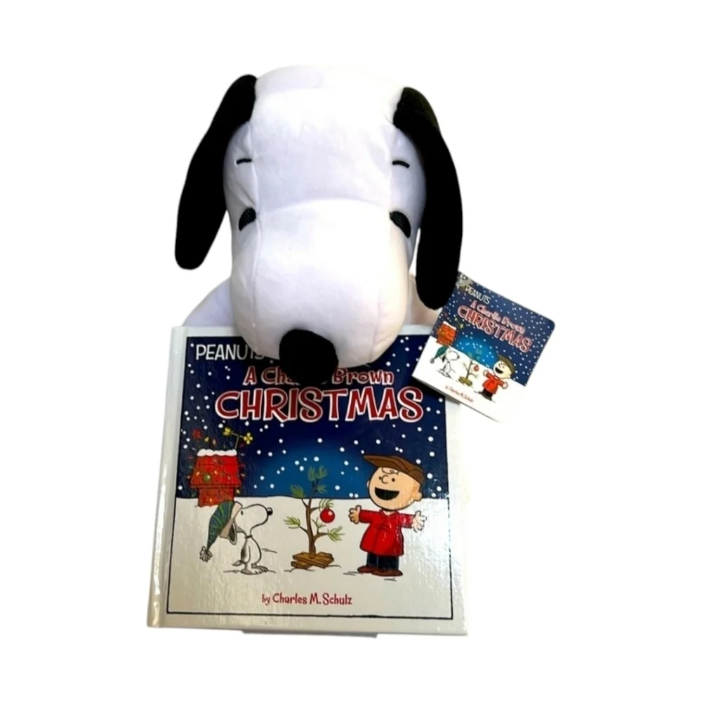 Vintage The Peanuts A Charlie Brown Xmas Book and Snoopy Stuffed Animal